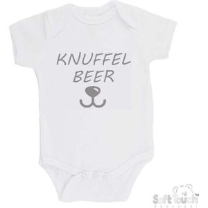 100% Katoenen Romper ""Knuffelbeer"" Unisex Katoen Wit/grijs Maat 62/68