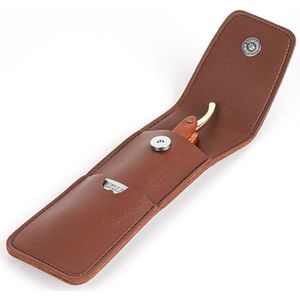 Linkidea Portable Storage Bag for Men Straight Edge Razor Blades Shaver Holder Travel Razor Blade Compatible with Fusion 5 ProGlide, Mach 3 and Most Straight Edge Shavers (Brown)