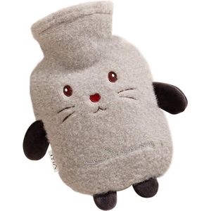 Gezellig pluizig zacht pluche schattig patroon warmwaterkruik - roze - 1000 ml - 26x15 cm - family - friend