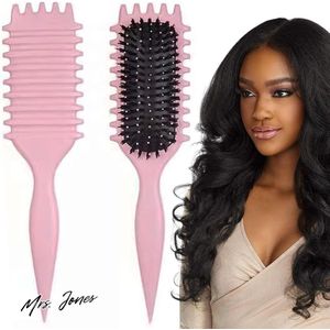 Mrs. Jones Krullende haarborstel 2024Curl Defining Brush voor het kammen en vormgeven van mannen en vrouwen - Roze .