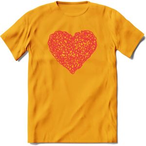 Valentijn Hart T-Shirt | Grappig Valentijnsdag Cadeautje voor Hem en Haar | Dames - Heren - Unisex | Kleding Cadeau | - Geel - XL