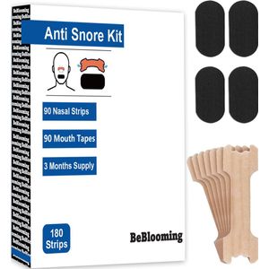 BeBlooming 90 Neusstrip en 90 Mondtape set - 180 stuks - Anti Snurk - Mondpleisters - Snurktape - Mouth Tape - Mond Tape slaap - Neusspreider - Anti Snurk Neuspleisters -
