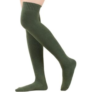 Damessokken - warme overknee kousen groen - gevoerd - wintersokken - maat 36-40 - stretch - huissokken - wintersport