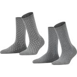 Esprit Fine Dot 2-Pack duurzaam organisch katoen multipack sokken dames grijs - Maat 35-38
