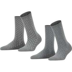 Esprit Fine Dot 2-Pack duurzaam organisch katoen multipack sokken dames grijs - Maat 35-38