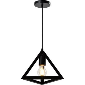 QUVIO Hanglamp modern - Lampen - Plafondlamp - Verlichting - Verlichting plafondlampen - Keukenverlichting - Lamp - E27 fitting - Voor binnen - Met 1 lichtpunt - 25 x 25 x 19 cm (lxbxh) - Metaal - Zwart