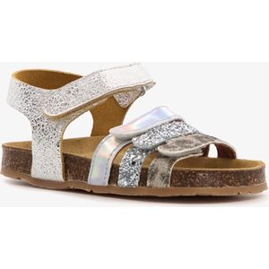 Groot leren meisjes bio sandalen met glitters - Zilver - Maat 28