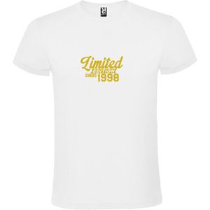 Wit T-Shirt met “Limited sinds 1998 “ Afbeelding Goud Size XXL