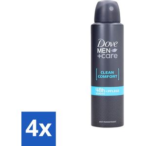 Dove Men+Care - Clean Comfort - Deospray - Anti-Transpirant - 150 ml - Voordeelverpakking - 4 stuks