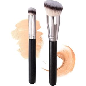 Make-upkwast, concealerkwast, foundationkwast met zachte synthetische vezels voor concealer, vloeibare foundation, 2 stuks