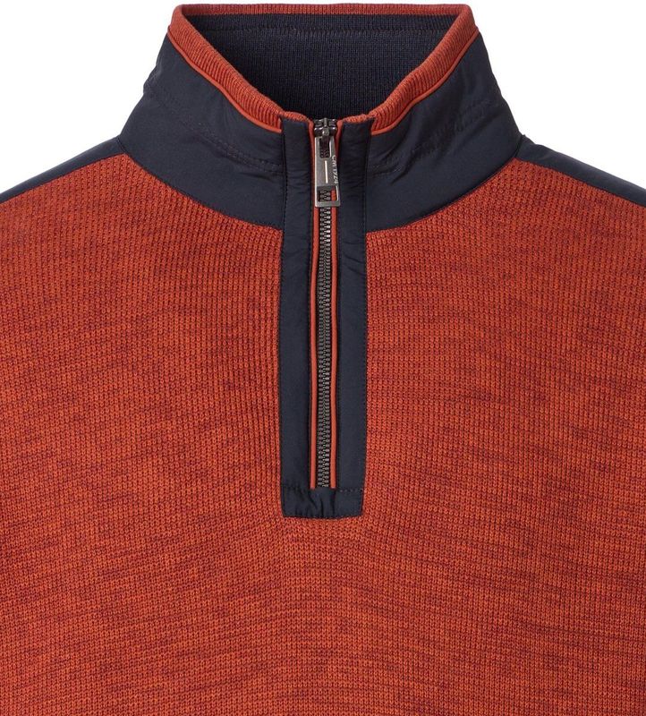 Casa Moda - Half-Zip Sweater - Oranje - Effen - Lange Mouw - 100% Katoen