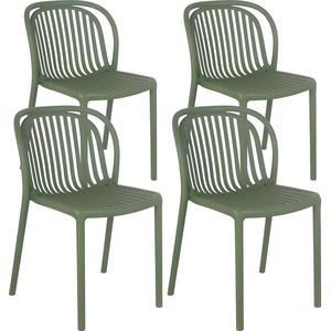 Oviala - Business Set van 4 - Tuinstoelen - Olijfgroen - Kunststof