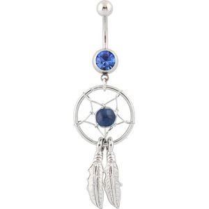 Fako Bijoux® - Navelpiercing - Dreamcatcher - Donkerblauw