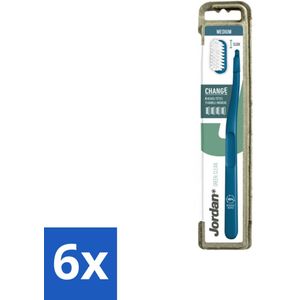 6 x Jordan - Tandenborstel - Green Change - Medium - 4 Opzetborstels & 1 Houder - Duurzame Tandenborstel - Milieuvriendelijke Tandenborstel - Tandenborstel Met Verwisselbare Kop - Elektrische Tandenborstel - Tandenborstel Medium