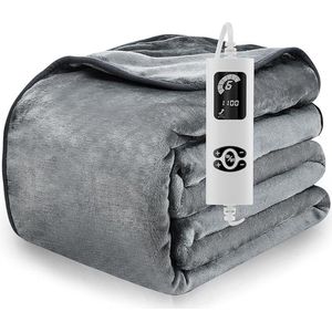 ShopGlobe - Warmte deken - Elektrische deken - 6 standen - Grijs - Afstandsbediening -