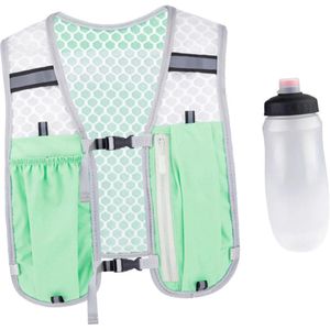 Hardloopvest - Lichtgewicht, ademend ontwerp - Verstelbare reflecterende panelen - Geschikt voor wandelen en fietsen - Waterfles- en telefoonvakjes - Inclusief waterfles (groen)