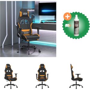 vidaXL Gamestoel met voetensteun stof zwart en oranje - Bureaustoel - Inclusief Reiniger