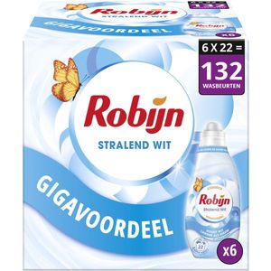 Robijn - Klein & Krachtig Classics - Vloeibaar Wasmiddel - Stralend Wit - 6 x 22 wasbeurten