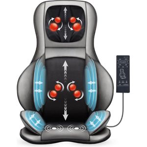 Shiatsu Massagekussen voor rug en nek met warmte 2D/3D kneedmassage - rugleuning en luchtcompressor massagemat - dames en heren - ontspanning en comfort massage matras