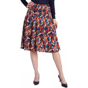 Halflange uitlopende rok van bedrukt breisel