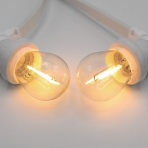 Lichtsnoer wit - 50 meter met 50 lampen - 1W LED filament - kleur van kaarslicht (2200K)