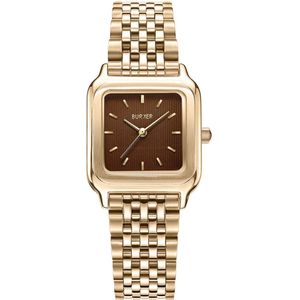 BURKER Macy Horloge Dames - Goud Bruin - Schakelband - Waterdicht - 26 mm