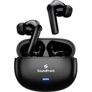 Soundfront Ultimate Draadloze Oordopjes - Bluetooth Oortjes - 26dB Active Noise Cancelling - Oortjes draadloos - Geschikt voor Smartphones & Laptops - Zwart