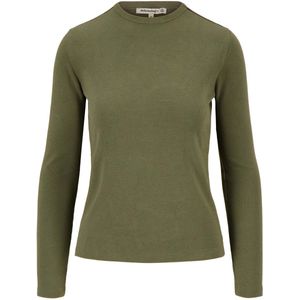 Zusss Basic Rib Ronde Hals Top Met Stretch Groen