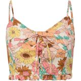 QS - Blouseshirt - Oker - Bloemenprint - Mouwloos - Normale Pasvorm