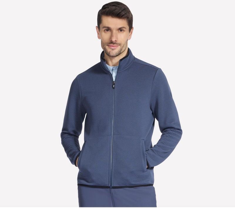 Skechers Heren The Hoodless Hoodie Ottomaanse jas, Blauw/Rood, S