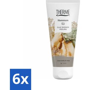 6 x Therme - Hammam - Klei Douche Peeling - Verfrissend - Verzorgend - 200ml - Douchepeeling - Hammam - Ghassoul Klei - Huidverzorging - Reiniging