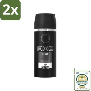 Axe - Deodorant Bodyspray - 48hrs Fresh - Black - 150 ml - Voordeelverpakking - 2 stuks - Sandelhout - Munt