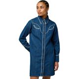 Wrangler Piped Regular Fit Lang Mouw Jurk Blauw L Vrouw