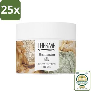 25 x Therme - Hammam - Bodybutter to Oil - Hydraterend - Verzorgend - 225gr - Grootverpakking - Bodybutter To Oil - Hydraterend - Verzorgend - Oosterse Wellness - Aromatische Geur