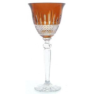 Mond geblazen kristallen wijnglazen - Wijnglas ANNA - amber- set van 2 glazen - gekleurd kristal