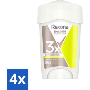 4 x Rexona - Deodorant Stick - Maximum Protection Stress Control Dry - Tegen Stresszweet - 45 ml - Anti-transpirant - Deodorant - Stresszweet - Zweetbescherming - Langdurige Bescherming