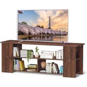 3-traps TV-kast, televisiekast, hout, televisietafel, woonkamerkast, 110 cm breed, lowboard (koffie)