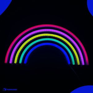 Neon Lamp - Regenboog - Incl. Ophanghaakjes - Neon Sign - Neon Verlichting - Neon Led Lamp - Wandlamp
