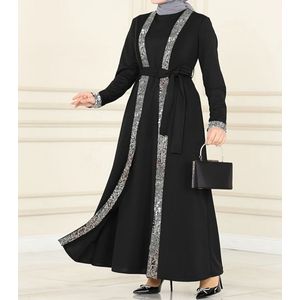Prachtige zwarte kaftan jurk lange gala avondjurk marokkaanse turkse arabische jurk dames maat M