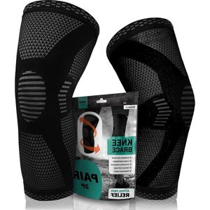 Knee Compression Bandage for Meniscus Tear Arthritis Linddert Pain ACL Running Weightlifting Basketball Volleyball Sports Black 2pcs XL