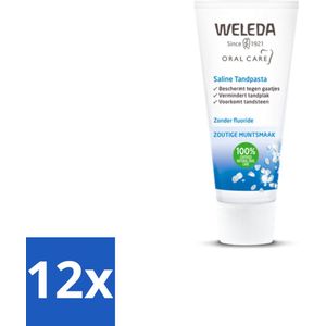 12 x WELEDA - Tandpasta Saline - 75ml - Tandpasta - Natuurlijke Tandpasta - Zeezout Tandpasta - Mondgezondheid - Tandplak