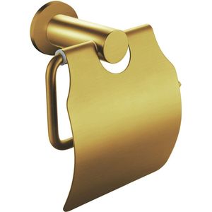 Toiletrolhouder met Klep - Lonis Rimbo - Rond - PVD - Geborsteld Goud