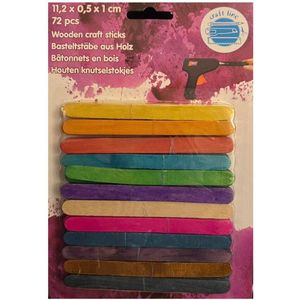 knutselstokjes - 72 houten knutselstokjes - wooden craft sticks - lollystokjes gekleurd - knutselpakket - Knutselspullen voor kinderen - Houten hobbymaterialen - knutselhoutjes -