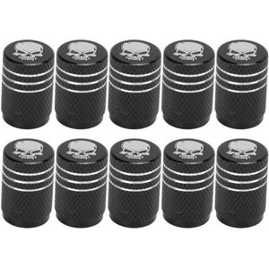 Ibenzoa® Universele Metalen Ventieldoppen Set van 10 met Schedelpatroon voor Diverse Voertuigen