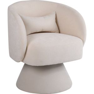 Merax Draaibare Luxe Stoelen Set van 2 - Moderne Stijl Design Fauteuil - Polyblend Gestoffeerd - Beige