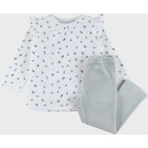 Noukie's - Pyjama - Velour - Meisjes - Bloemen en vogel print - 3 jaar 98