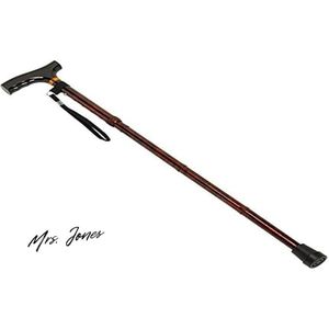Mrs. Jones Inklapbare wandelstok - Houten handvat - Walnoothout - Lang - Zwart