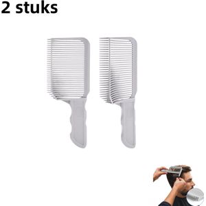 2-delige - Clipperkam - Stylingkam voor heren met platte kop - Clipperkam met gebogen rand - Kam met hellingshoek - Salonspecifiek - Grijs