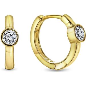 Juwelier Emo - Oorbellen Goud met Steen – 14 Karaat – Zirkonia steen - Diameter 12mm