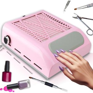 Nagel Afzuiger - Stofafzuiger Nagels - Stofafzuiging - Nageltafel – Nail Dust Collector Met Krachtige Afzuiging - Manicure - Pedicure - Sterke afzuiging - Roze